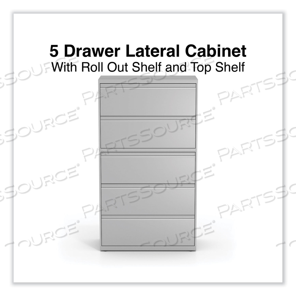 LATERAL FILE, 5 LEGAL/LETTER/A4/A5-SIZE FILE DRAWERS, LIGHT GRAY, 36" X 18.63" X 67.63" by Alera LATERAL FILE, 5 LEGAL/LETTER/A4/A5-SIZE FILE DRAWERS, LIGHT GRAY, 36" X 18.63" X 67.63" by Alera