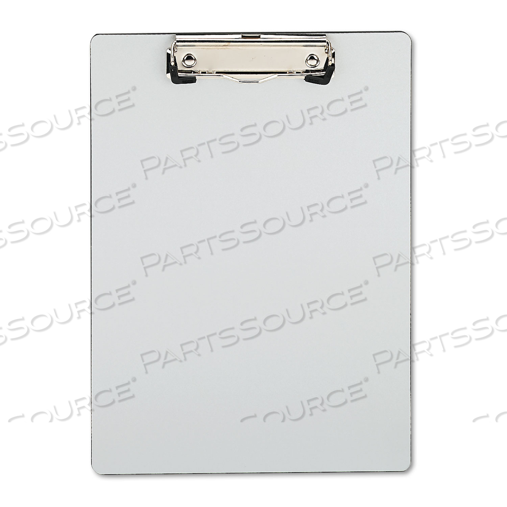 ONE BRUSHED ALUMINUM PLASTIC CLIPBOARD, 1/2" CAPACITY, HOLDS 8-1/2W X 11H, SILVER by Universal