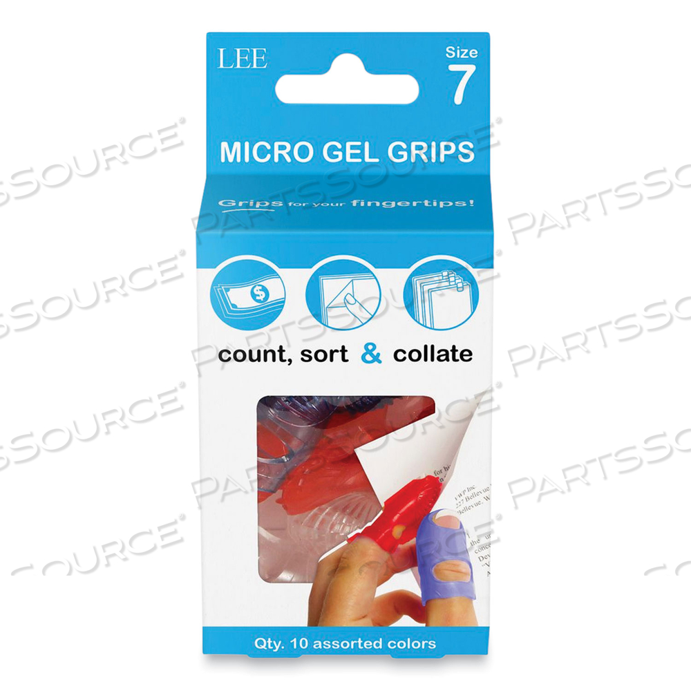 TIPPI MICRO-GEL FINGERTIP GRIPS, SIZE 7, MEDIUM, ASSORTED by Lee Products