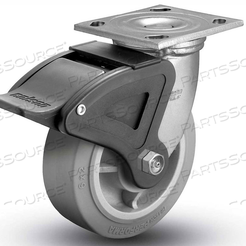 4 SERIES SWIVEL PLATE CASTER RUBBER TOTAL LOCK BRAKE 6" DIA. 600 LB. by Colson