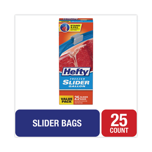 SLIDER BAGS, 1 GAL, 2.5 MIL, 10.56" X 11", CLEAR by Hefty