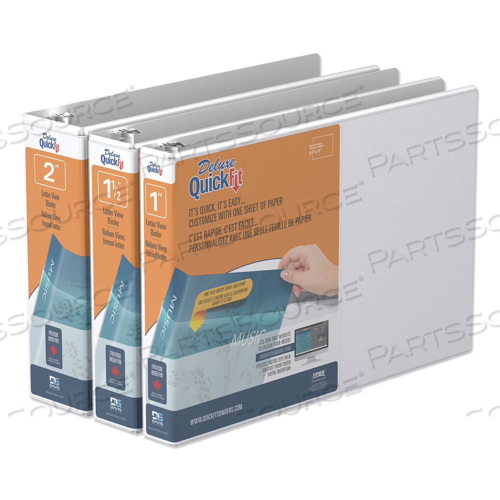 QUICKFIT LANDSCAPE SPREADSHEET ROUND RING VIEW BINDER, 3 RINGS, 1.5" CAPACITY, 11 X 8.5, WHITE by Stride