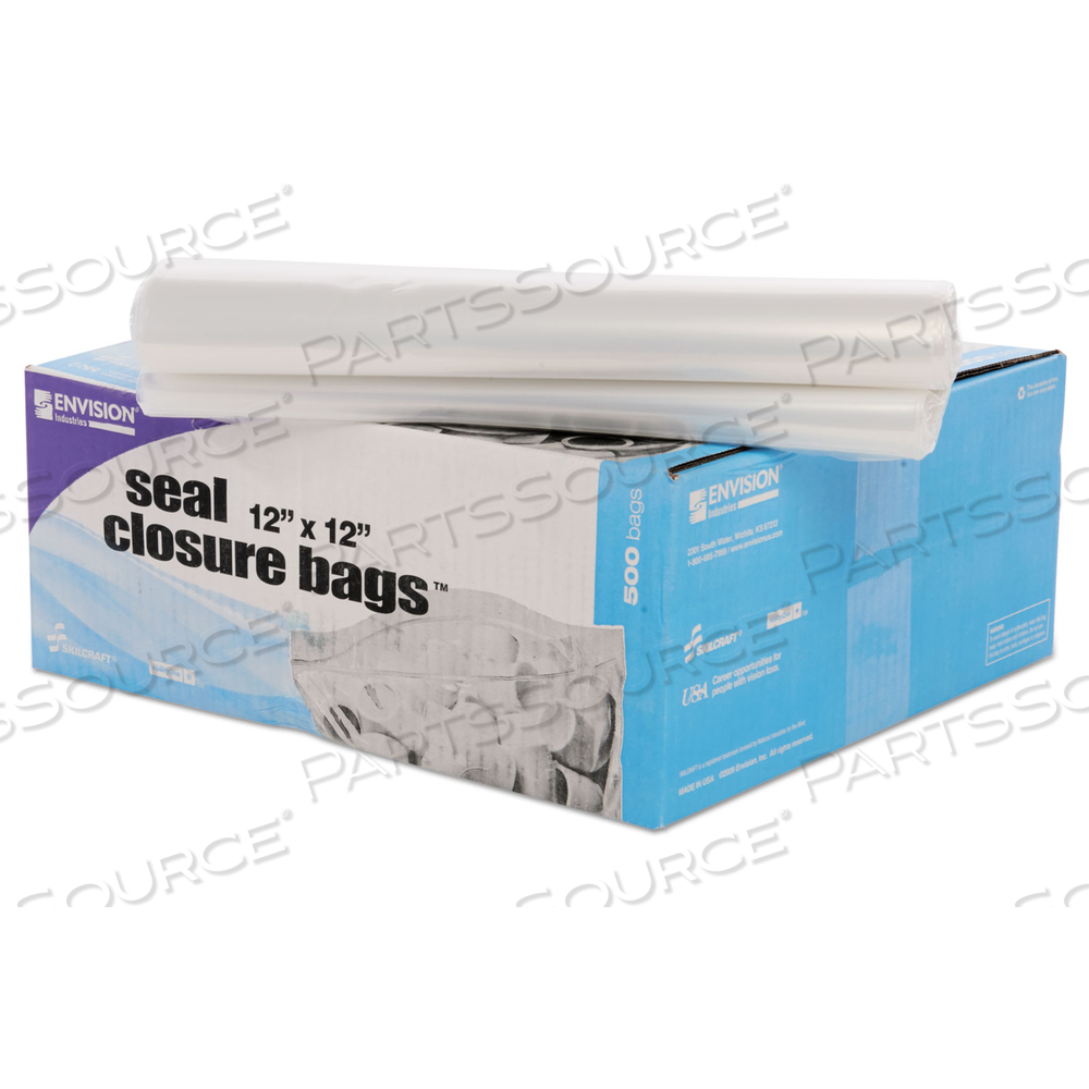SEAL CLOSURE BAGS, 2 MIL, 12" X 12", CLEAR by Envision