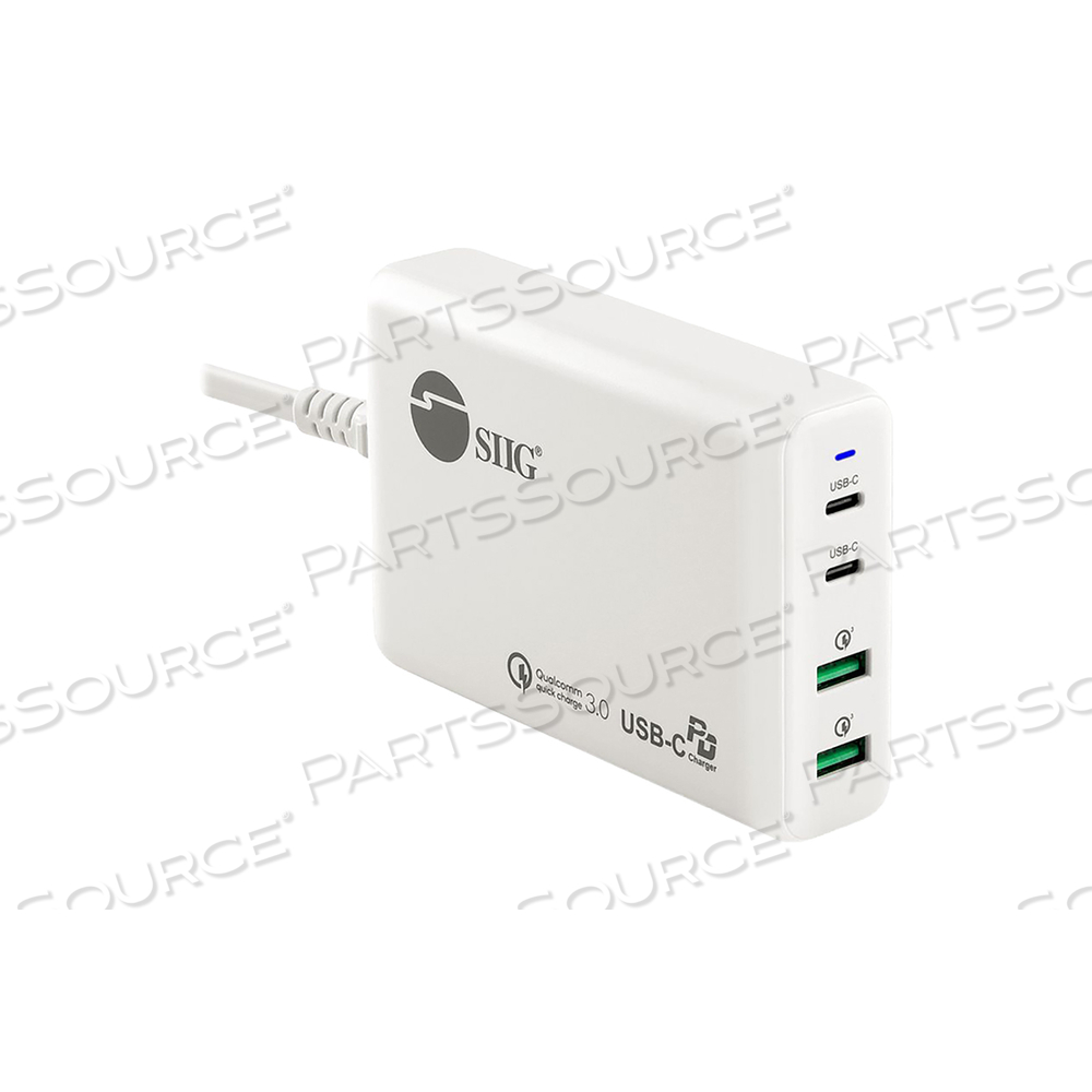 SIIG DUAL USB-C PD & QC 3.0 COMBO POWER CHARGER, POWER ADAPTER, 100 WATT by SIIG, Inc.