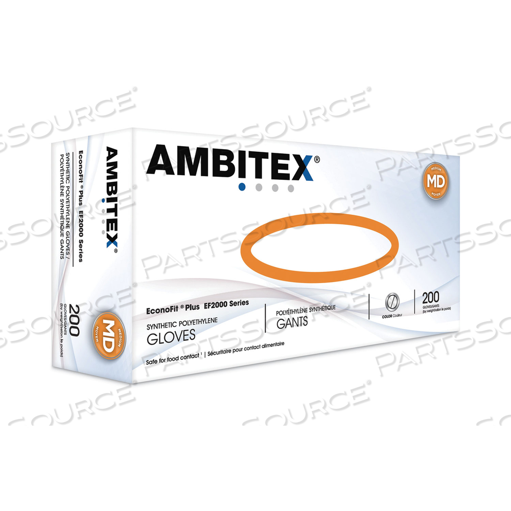 ECONOFIT PLUS POWDER-FREE POLYETHYLENE GLOVES, MEDIUM, CLEAR by Ambitex