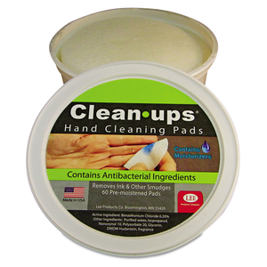CLEAN-UPS HAND CLEANING PADS, CLOTH, 3" DIA, MILD FLORAL SCENT, 60/TUB by Lee Products CLEAN-UPS HAND CLEANING PADS, CLOTH, 3" DIA, MILD FLORAL SCENT, 60/TUB by Lee Products