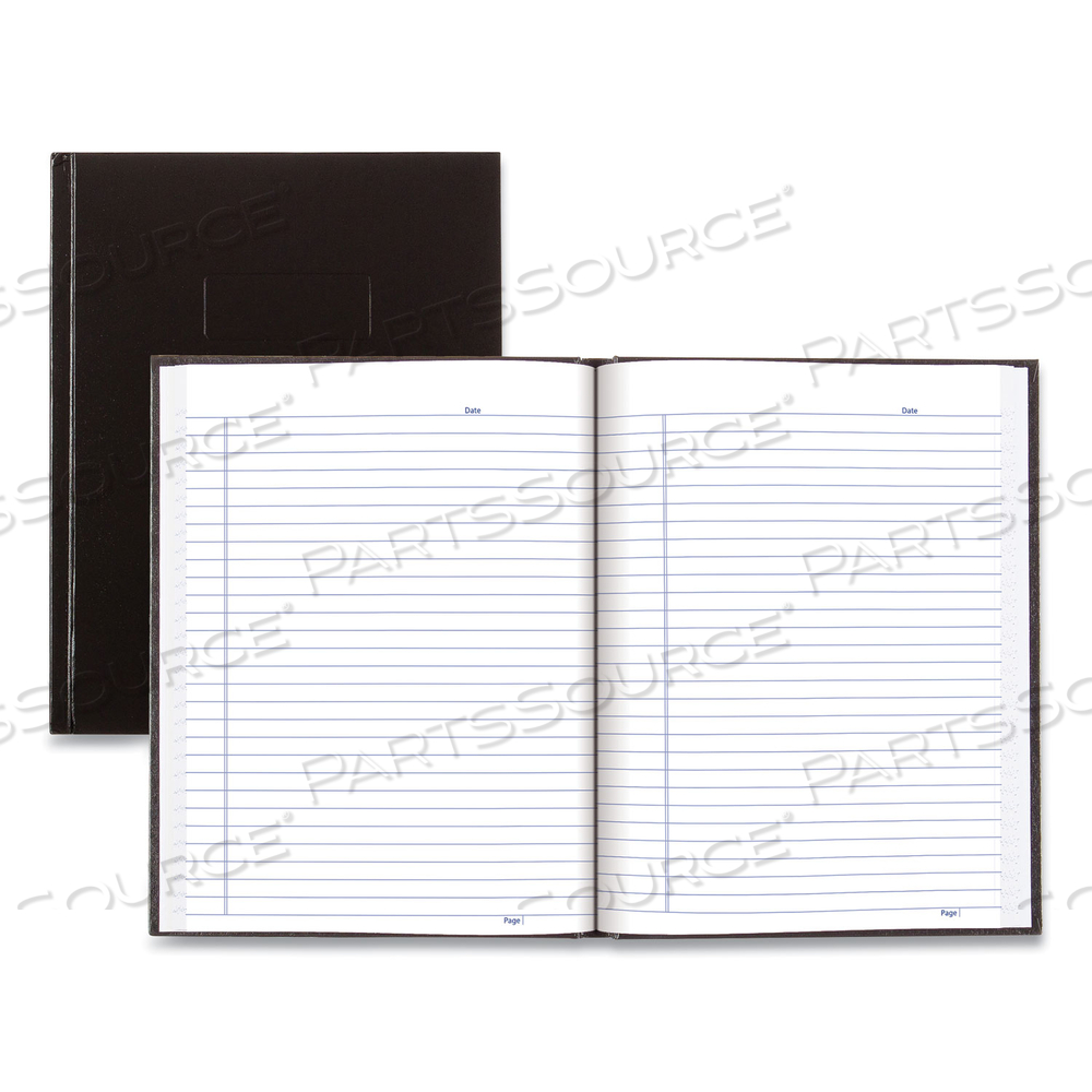 BUSINESS NOTEBOOK WITH SELF-ADHESIVE LABELS, 1 SUBJECT, MEDIUM/COLLEGE RULE, BLACK COVER, 9.25 X 7.25, 192 SHEETS by Blueline