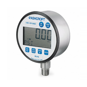 DIGITAL TEST PRESSURE GAUGE, CALIBRATOR PRESSURE GAUGE, 0 TO 30 PSI, 3 IN DIAL, BOTTOM by Ashcroft Inc.
