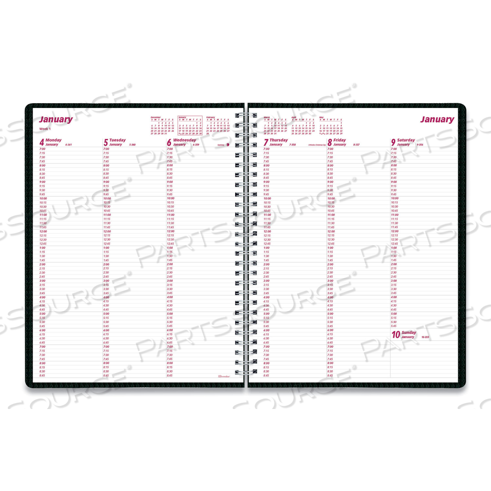 DURAFLEX WEEKLY PLANNER, 11 X 8.5, BLACK COVER, 12-MONTH (JAN TO DEC): 2023 by Brownline