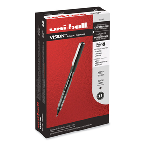 VISION ROLLER BALL PEN, STICK, MICRO 0.5 MM, BLACK INK, BLACK/GRAY BARREL by Uni-Ball