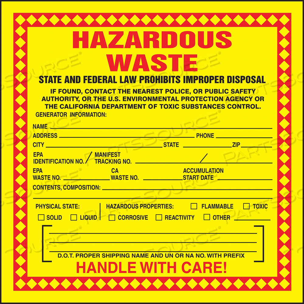 SQUARE PAPER HANDLING LABEL by Accuform Manufacturing, Inc.
