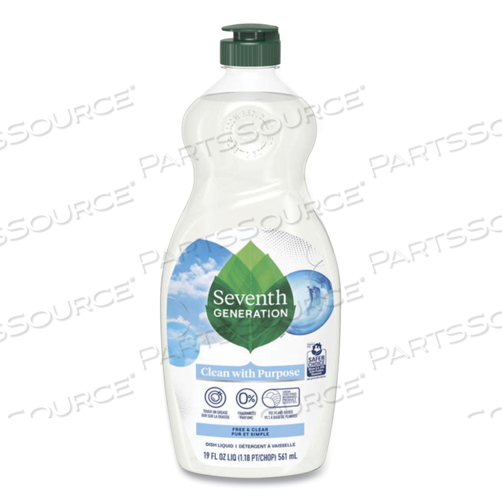 NATURAL DISHWASHING LIQUID, FREE AND CLEAR, 19 OZ BOTTLE by Seventh Generation