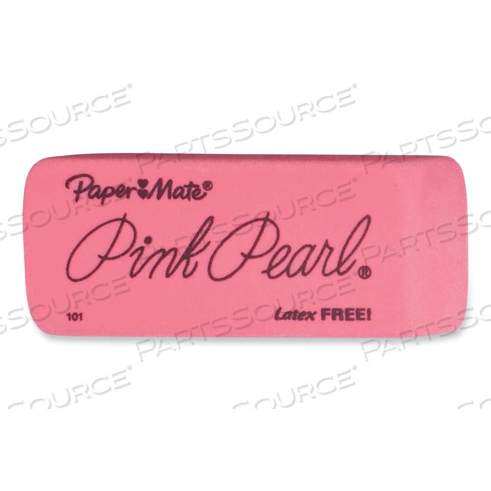 PINK PEARL ERASER, FOR PENCIL MARKS, RECTANGULAR BLOCK, LARGE, PINK by Paper Mate