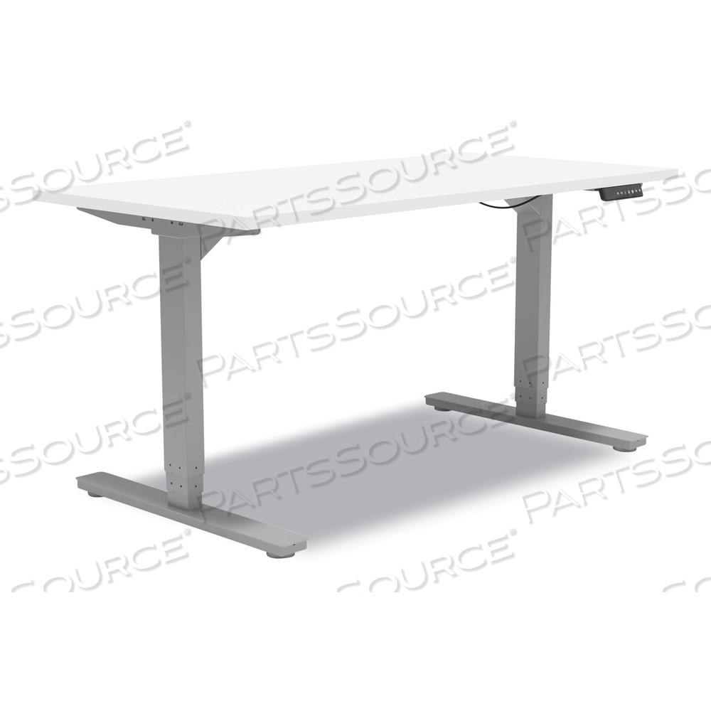ESSENTIALS ELECTRIC SIT-STAND DESK, 55.1" X 27.5" X 25.9" TO 51.5", WHITE/ALUMINUM by Union & Scale
