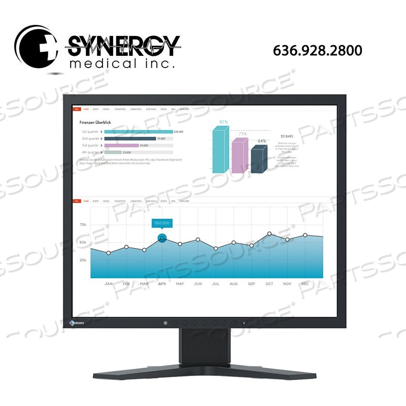 THIN BEZEL 19" COLOR TFT LCD WLED BACKLIGHT, BLACK, 1280X1024, DIGITAL/ANALOG INPUT, 250CD/M2, 1000:1, VIEWING ANGLE H:178/V:178 (AT CONTRAST RATIO OF 10:1), 14 MS RESPONSE TIME, PIVOT/HEIGHT ADJUSTABLE STAND, BUILTIN SPEAKERS, ROHS, TCO 7.0, EPEAT GOLD, 5-YEAR WARRANTY by Eizo Inc.