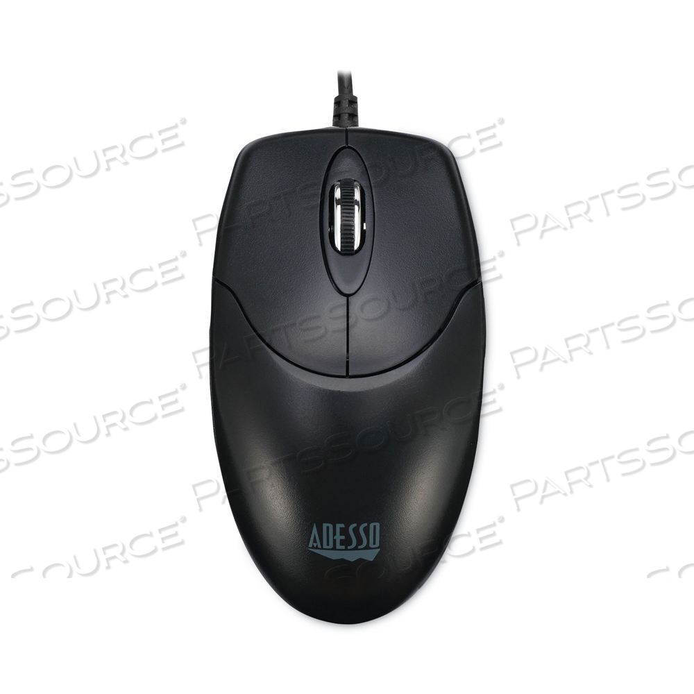 THREE-BUTTON DESKTOP OPTICAL SCROLL USB MOUSE, USB 2.0, LEFT/RIGHT HAND USE, BLACK by Adesso, Inc.