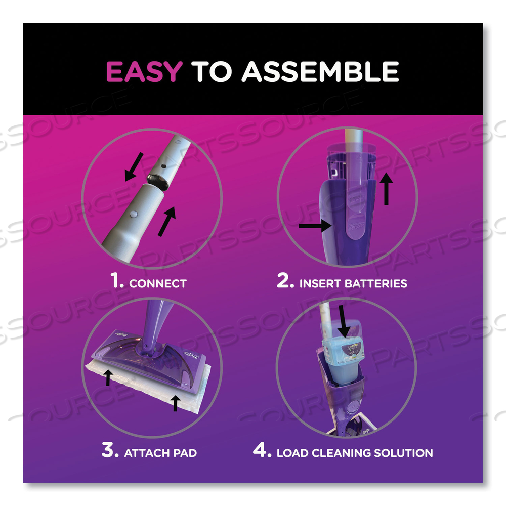 WETJET MOP STARTER KIT WITH 10 PADS AND 1 CLEANER, 11.3 X 5.4 HEAD, SILVER HANDLE by Swiffer