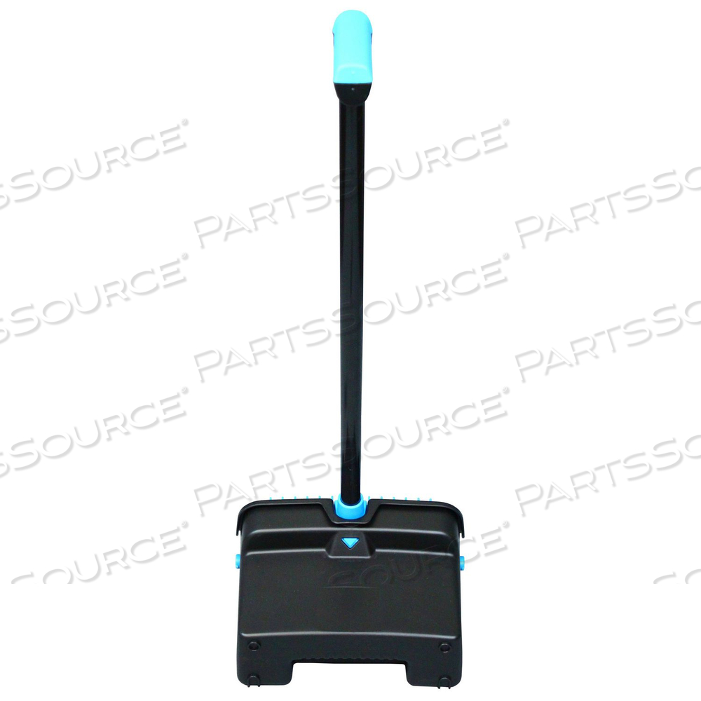 LOBBYMASTER PLASTIC DUST PAN, 12.32" WIDE, 31.84" ALUMINUM HANDLE, BLUE/BLACK by Impact Products