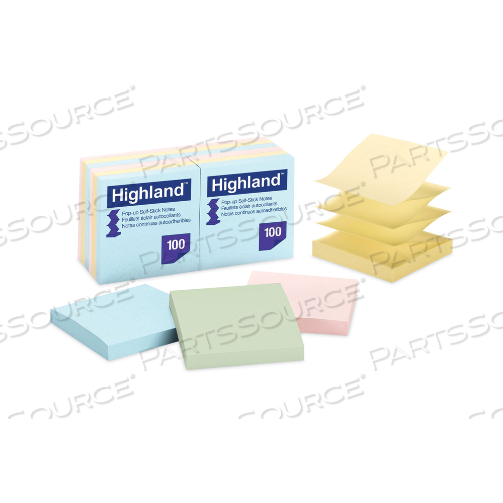 SELF-STICK ACCORDION-STYLE NOTES, 3" X 3", ASSORTED PASTEL COLORS/PAD 