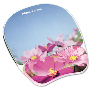 FELLOWES PHOTO GEL PINK FLOWERS, MOUSE PAD WITH WRIST PILLOW by Fellowes