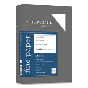 25% COTTON BUSINESS PAPER, 95 BRIGHT, 20 LB BOND WEIGHT, 8.5 X 11, WHITE, 500 SHEETS/REAM by SOUTHWORTH PRODUCTS CORP