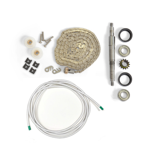 ASSEMBLY, FLYWHEEL AXLE DRIVE CHAIN, INCLUDES: 14 TOOTH QUIET SPROCKET, AXLE, CHAIN IDLER PULLEY, NICKEL CHAIN WITH CONNECTORS AND SWIVEL, S by Concept 2 Inc.