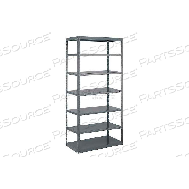 N&B STURDI-FRAME OPEN SHELVING UNIT 36"W X 24"D X 87"H, 7 SHELVES, 18 GA., DARK GRAY by Tri-Boro Shelving