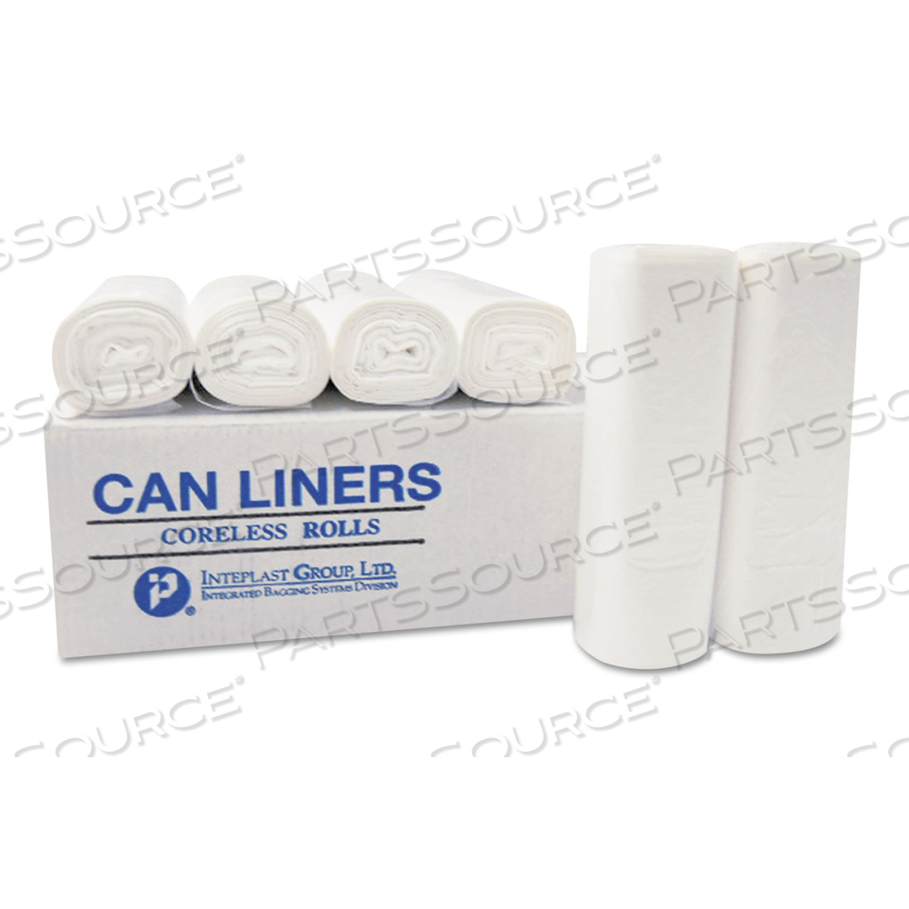 LOW-DENSITY COMMERCIAL CAN LINERS, 60 GAL, 0.8 MIL, 38" X 58", WHITE 
