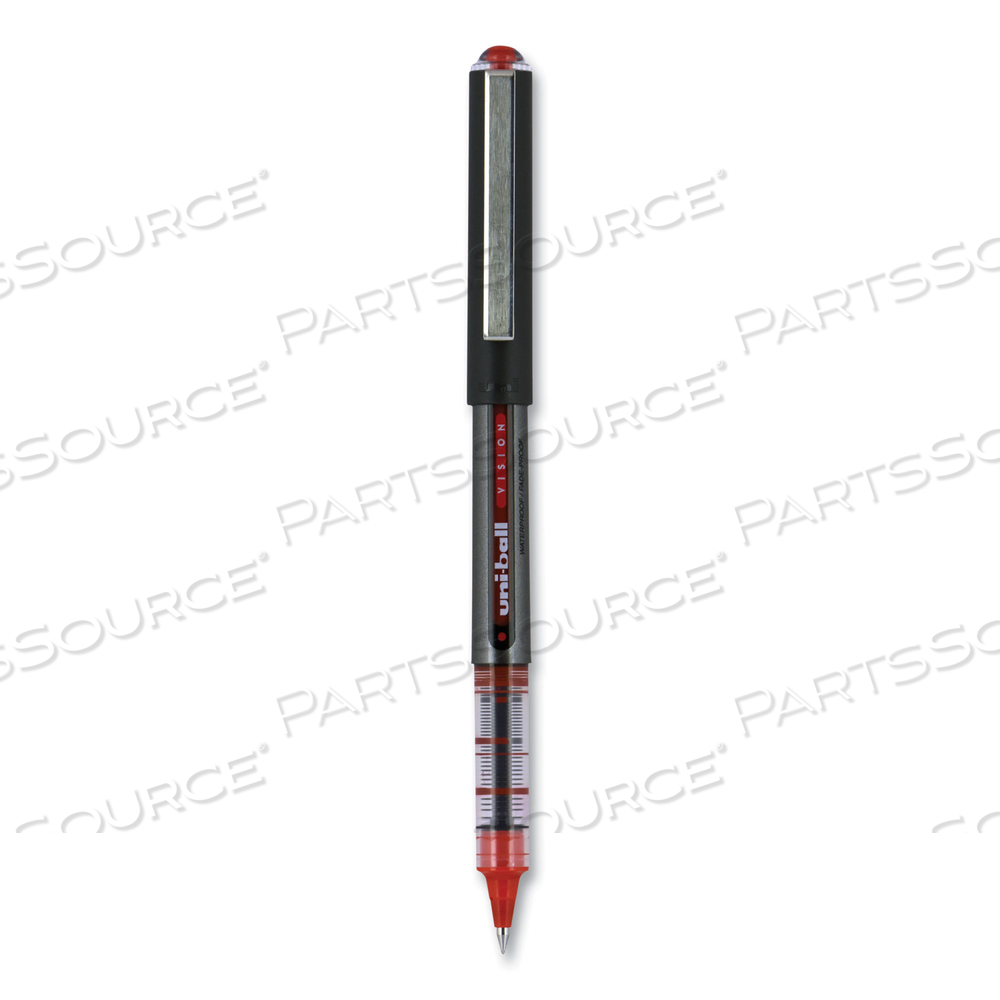 VISION ROLLER BALL PEN, STICK, MICRO 0.5 MM, RED INK, GRAY/RED BARREL by Uni-Ball