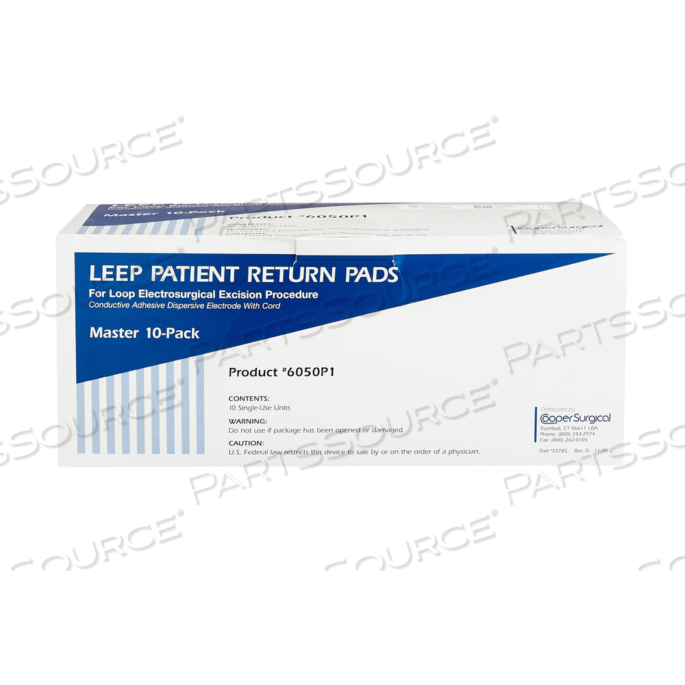 PATIENT RETURN PAD, STERILE, SINGLE-USE, SINGLE-USE, FOR LEEP SYSTEM 1000 by CooperSurgical PATIENT RETURN PAD, STERILE, SINGLE-USE, SINGLE-USE, FOR LEEP SYSTEM 1000 by CooperSurgical