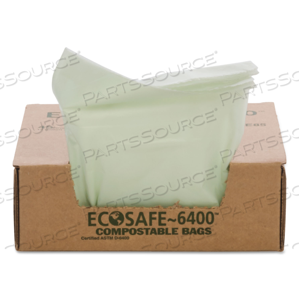 ECOSAFE-6400 BAGS, 13 GAL, 0.85 MIL, 24" X 30", GREEN by Envision