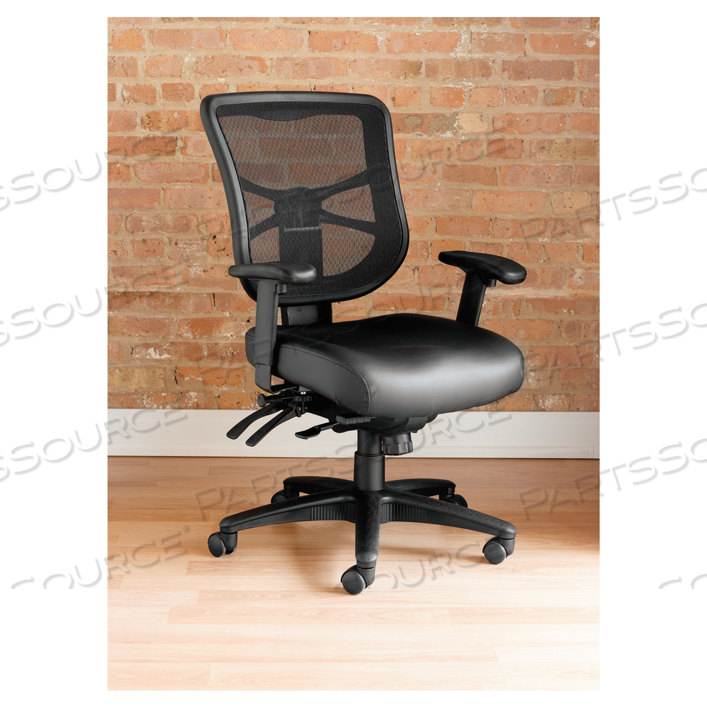 ALERA ELUSION SERIES MESH MID-BACK MULTIFUNCTION CHAIR, SUPPORTS UP TO 275 LB, 17.7" TO 21.4" SEAT HEIGHT, BLACK by Alera