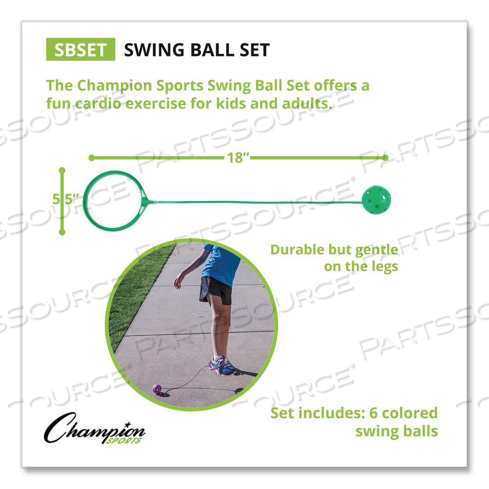 SWING BALL SET, 5.5" DIAMETER, ASSORTED COLORS 