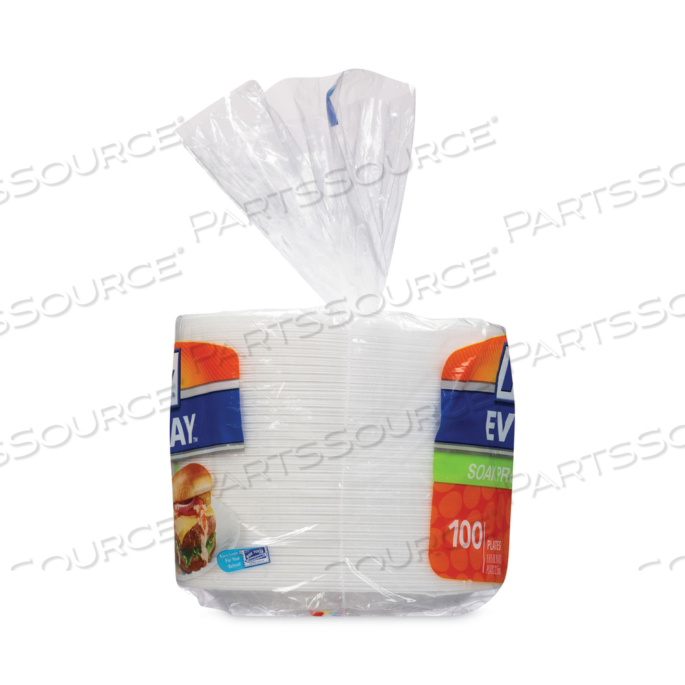 SOAK PROOF TABLEWARE, FOAM PLATES, 8.88" DIA, WHITE by Hefty