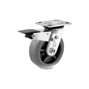 PRISM STAINLESS STEEL TOTAL LOCK SWIVEL CASTER - THERMAL PLASTIC RUBBER - FLAT TREAD - 4" by Bassick