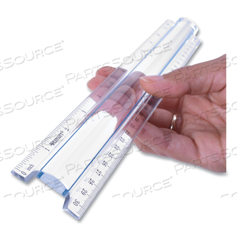 MAGNIFYING RULER, 12" LONG, GLASS, CLEAR by Westcott