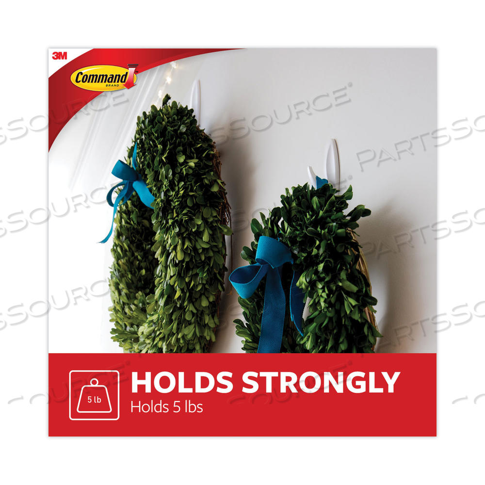 DESIGNER HOOKS, LARGE, PLASTIC, WHITE, 5 LB CAPACITY, 16 HOOKS AND 24 STRIPS/PACK by 3M Consumer