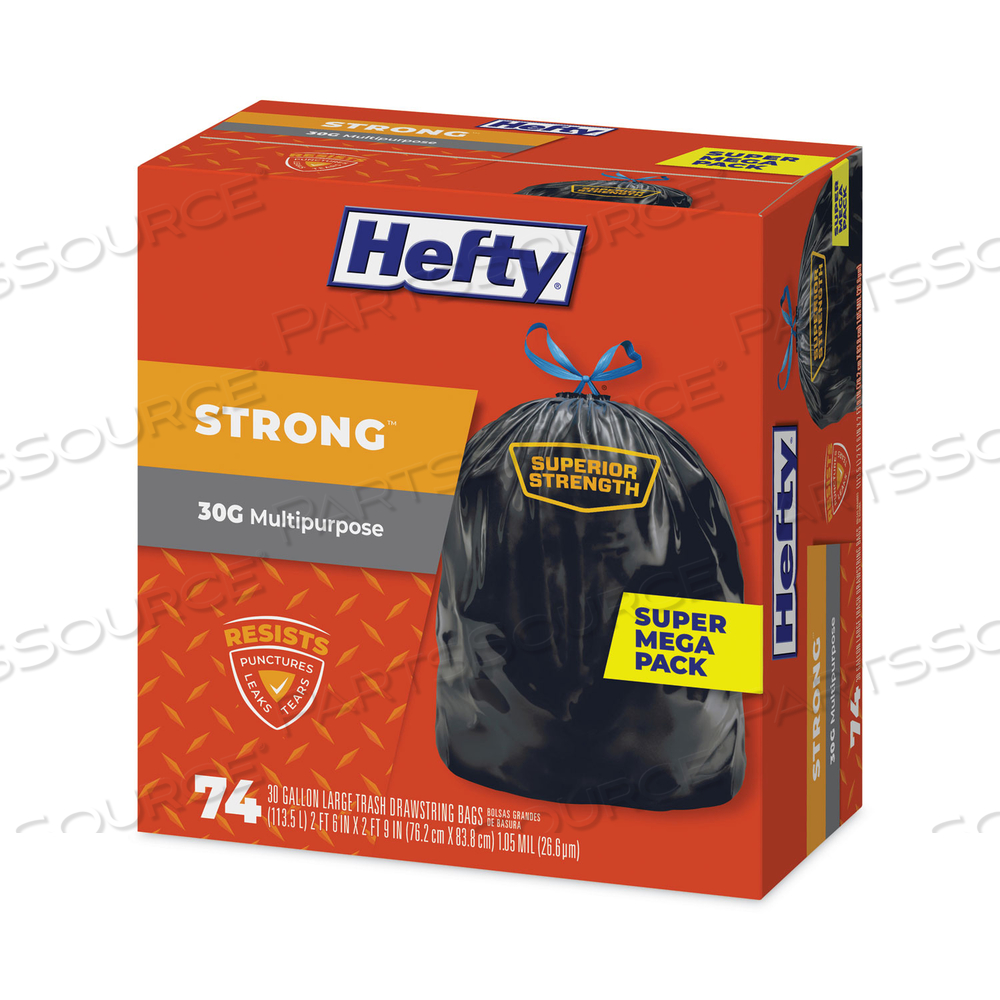 ULTRA STRONG TALL KITCHEN AND TRASH BAGS, 30 GAL, 1.1 MIL, 30" X 33", BLACK by Hefty