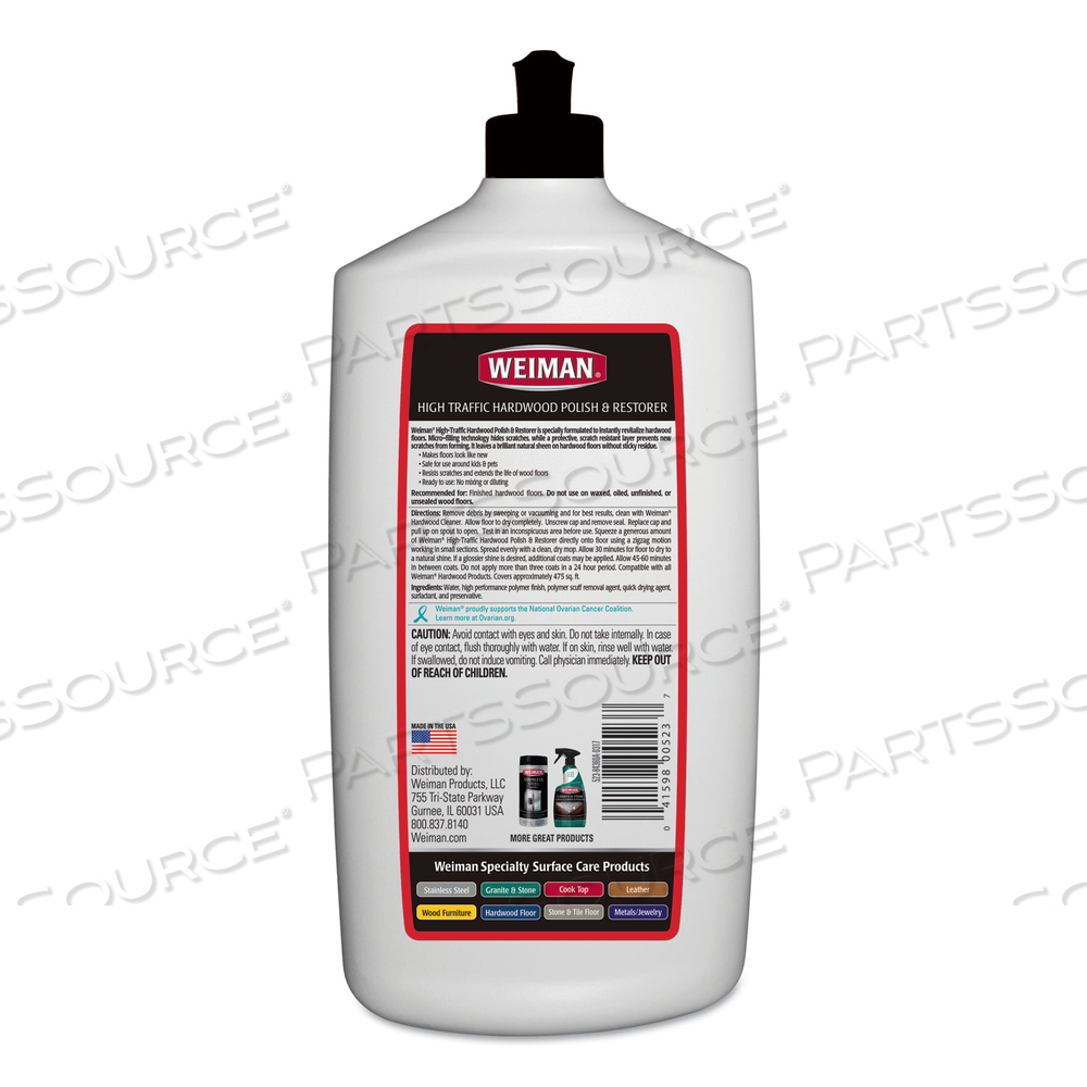 HIGH TRAFFIC HARDWOOD POLISH AND RESTORER, 32 OZ SQUEEZE BOTTLE by Weiman