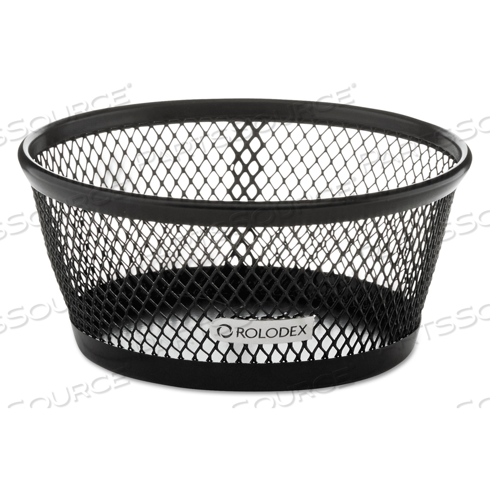 MESH JUMBO NESTABLE PAPER CLIP DISH, WIRE MESH, 4.3" DIAMETER X 2"H,  BLACK by Rolodex