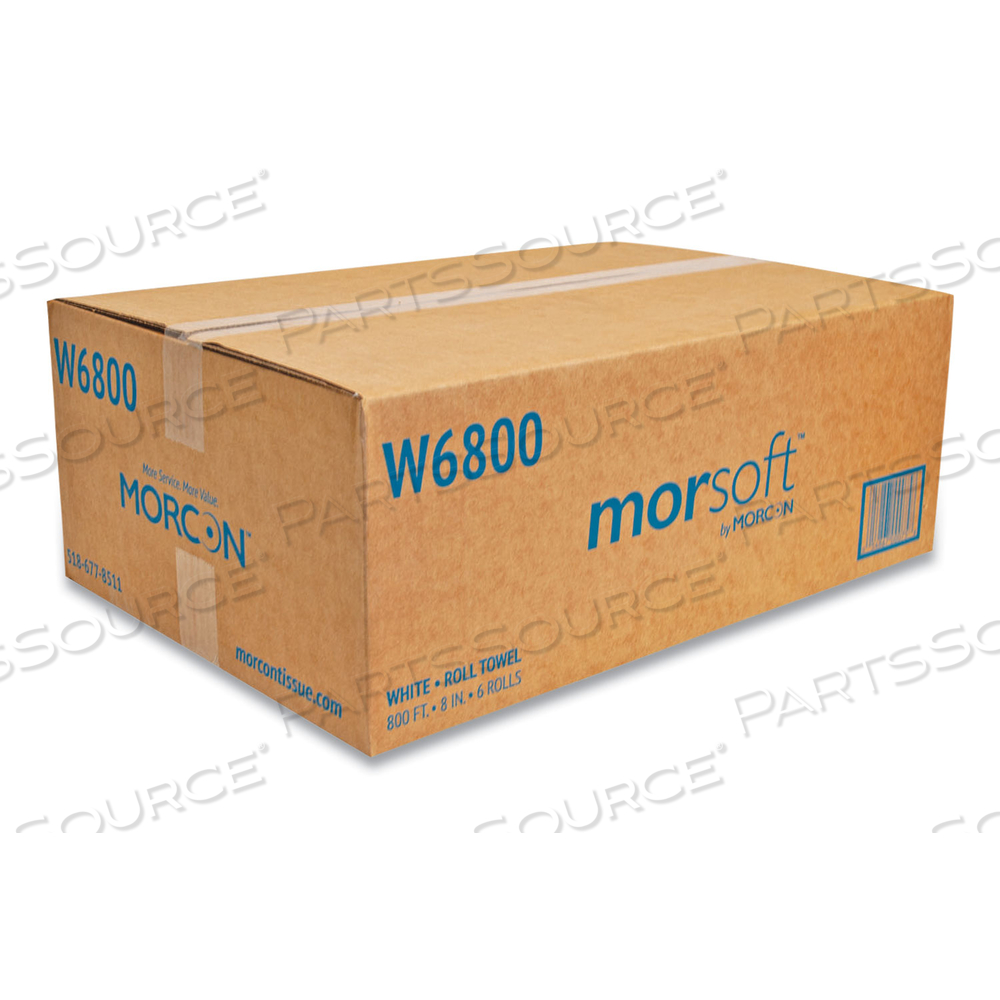 MORSOFT UNIVERSAL ROLL TOWELS, 8" X 800 FT, WHITE/CARTON 