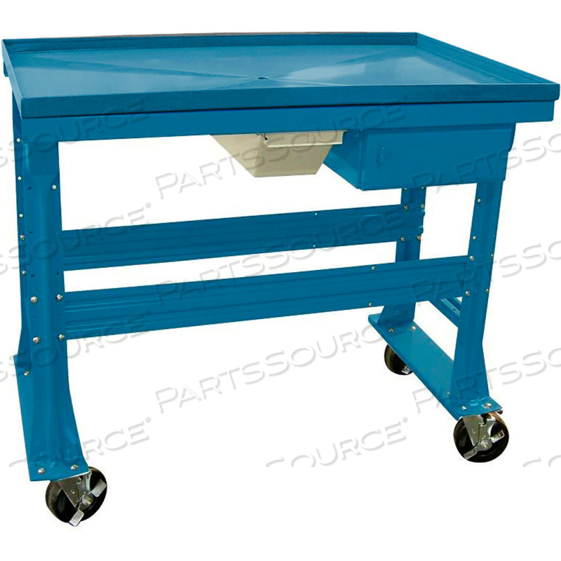 MOBILE TEARDOWN BENCH 60"W X 30"D X 37"H W/FLUID CONTAINER & DRAWER-BLUE by Equipto MOBILE TEARDOWN BENCH 60"W X 30"D X 37"H W/FLUID CONTAINER & DRAWER-BLUE by Equipto