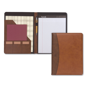 TWO-TONE PADFOLIO WITH SPINE ACCENT, 10.6W X 14.25H, POLYURETHANE, TAN/BROWN by Samsill