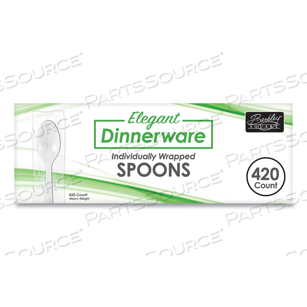 ELEGANT DINNERWARE HEAVYWEIGHT CUTLERY, INDIVIDUALLY WRAPPED, TEASPOON, WHITE, 420/BOX by Berkley Square ELEGANT DINNERWARE HEAVYWEIGHT CUTLERY, INDIVIDUALLY WRAPPED, TEASPOON, WHITE, 420/BOX by Berkley Square