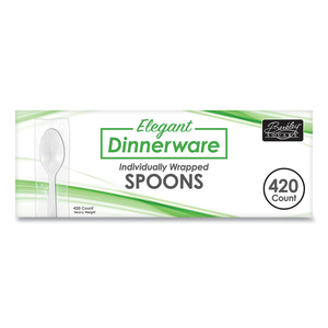 ELEGANT DINNERWARE HEAVYWEIGHT CUTLERY, INDIVIDUALLY WRAPPED, TEASPOON, WHITE, 420/BOX by Berkley Square ELEGANT DINNERWARE HEAVYWEIGHT CUTLERY, INDIVIDUALLY WRAPPED, TEASPOON, WHITE, 420/BOX by Berkley Square