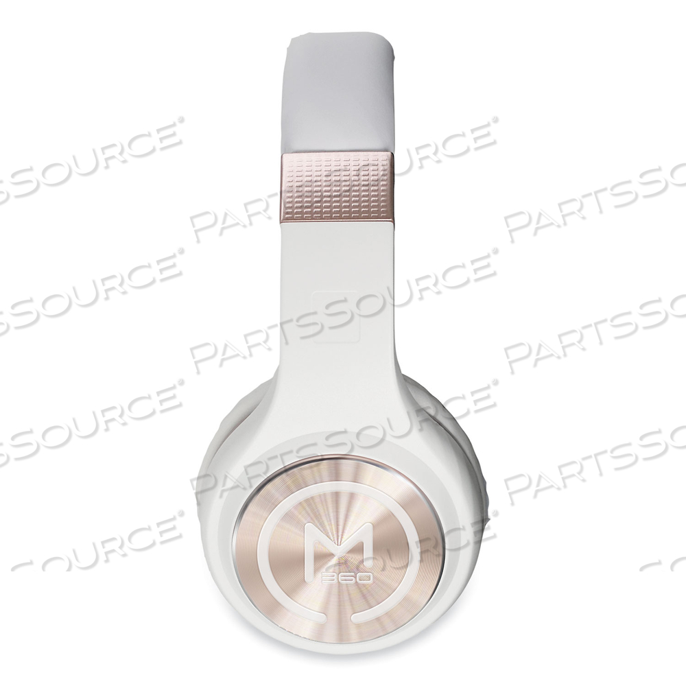SERENITY STEREO WIRELESS HEADPHONES WITH MICROPHONE, 3 FT CORD, WHITE/ROSE GOLD by Morpheus 360