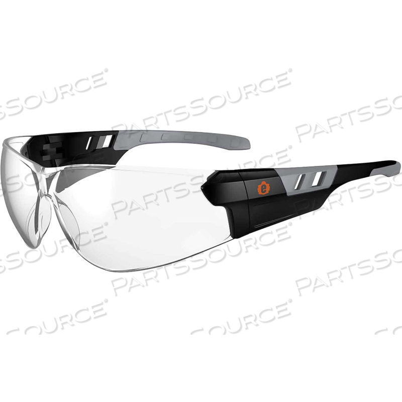 SKULLERZ SAGA FRAMELESS SAFETY GLASSES, MATTE BLACK, CLEAR LENS 
