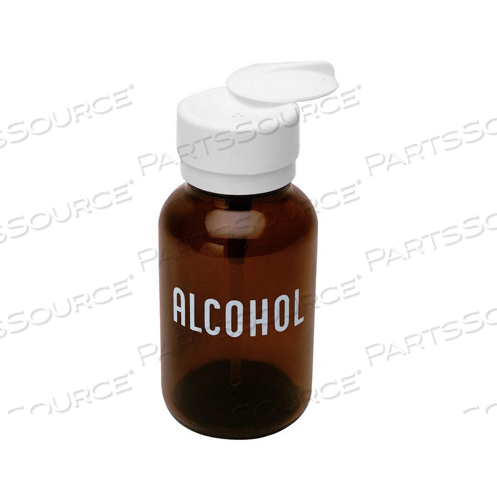 DISPENSING ALCOHOL BOTTLE, GLASS, 236.58 ML CAPACITY - ML, 8 FL OZ CAPACITY - OZ, AMBER, TYPE III by Desco DISPENSING ALCOHOL BOTTLE, GLASS, 236.58 ML CAPACITY - ML, 8 FL OZ CAPACITY - OZ, AMBER, TYPE III by Desco