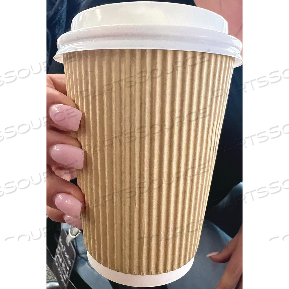 RIPPLE HOT CUPS, 12 OZ, KRAFT/WHITE by Karat RIPPLE HOT CUPS, 12 OZ, KRAFT/WHITE by Karat