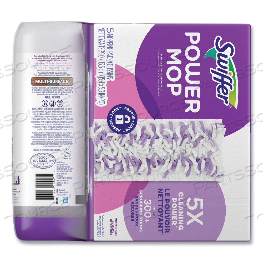 POWERMOP CLEANING SOLUTION AND PADS REFILL PACK, LAVENDER, 25.3 OZ BOTTLE AND 5 PADS PER PACK by Swiffer